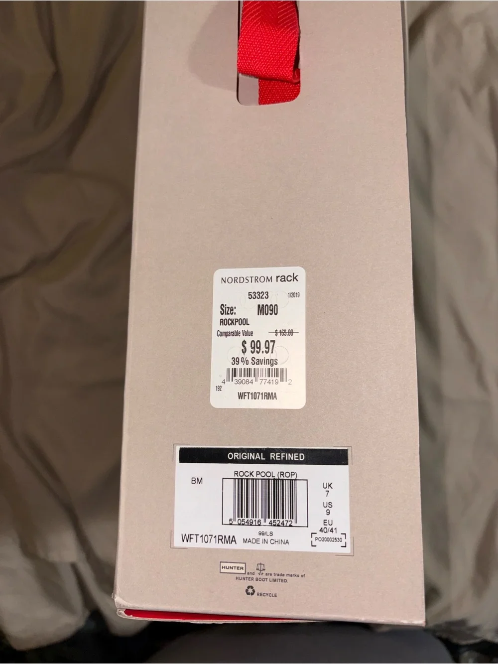 Hunter Original Refined Tall Rain Boots Women’s Size 9 Rock Pool Blue NIB